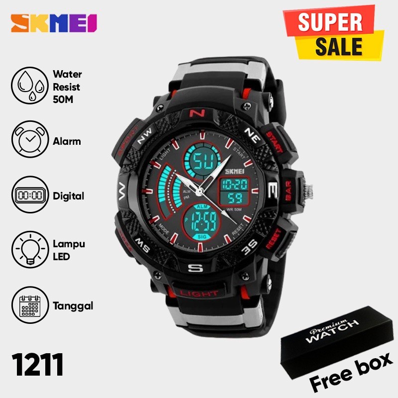 SKMEI 1211 Jam Tangan Pria Digital Analog Olahraga Sport Anti Air - Waterproof LED Watch