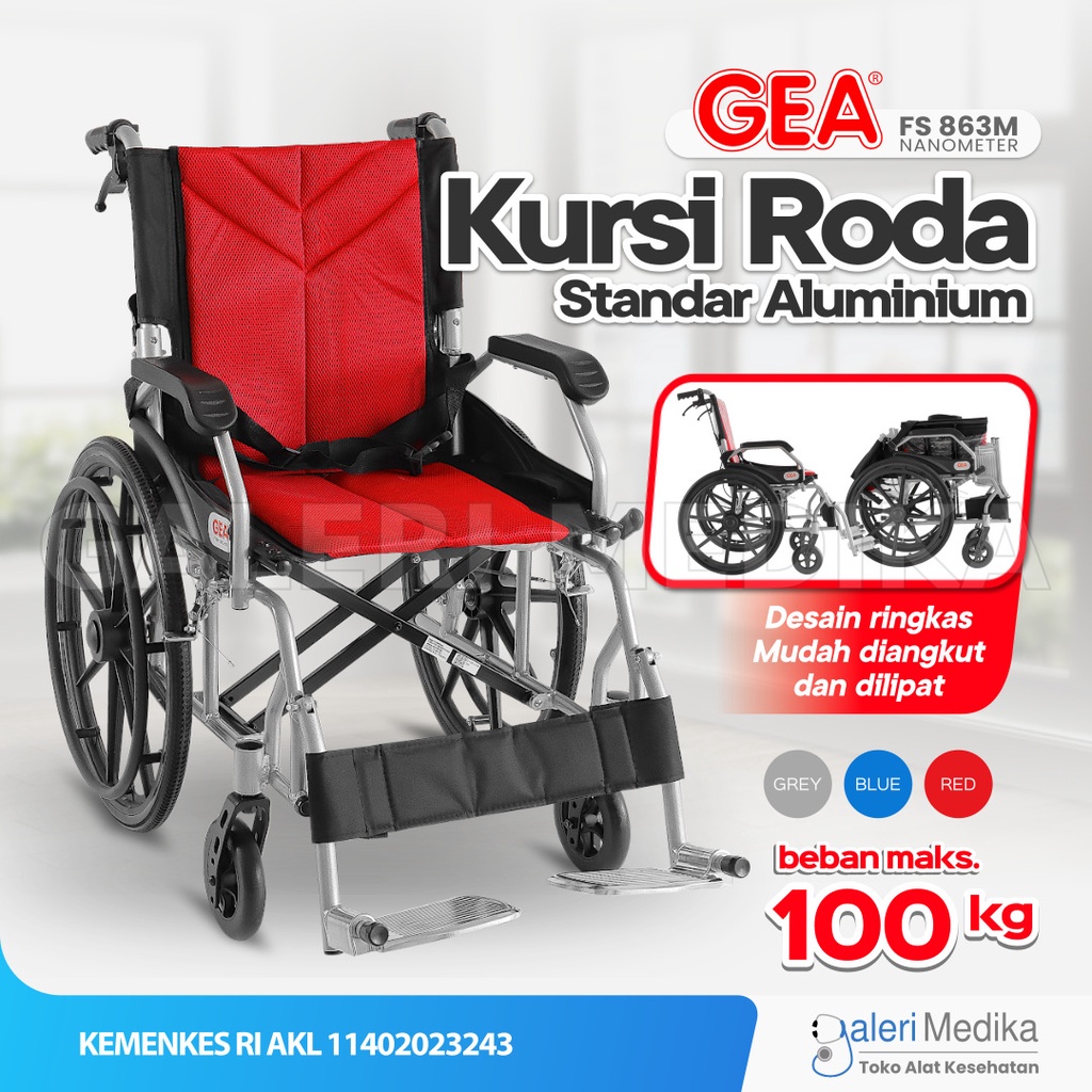 Kursi Roda GEA FS 863M Aluminium Nanometer - Kursi Roda Semi Travel Bisa dilipat