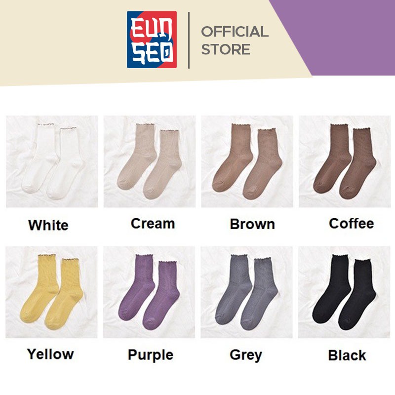 EUNSEO Kaos Kaki Wanita Panjang Japanese Edge Tube Kaoskaki Fashion Korea Women Socks