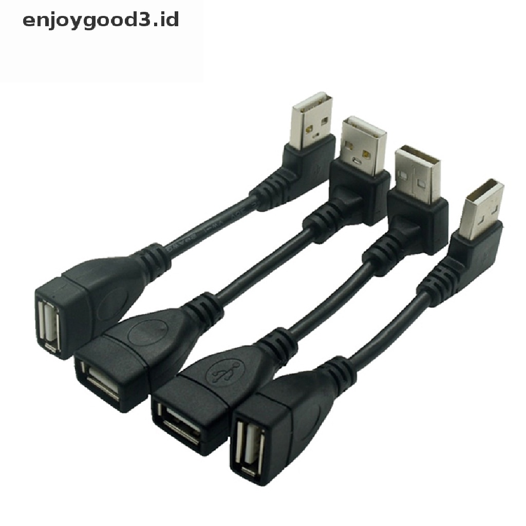 【 Rready Stock 】 USB 2.0 A Male To Female 90 Angled Extension Adaptor Cable USB2.0 Male To Female Right / left / down / up Black Cable Cord （ ID ）