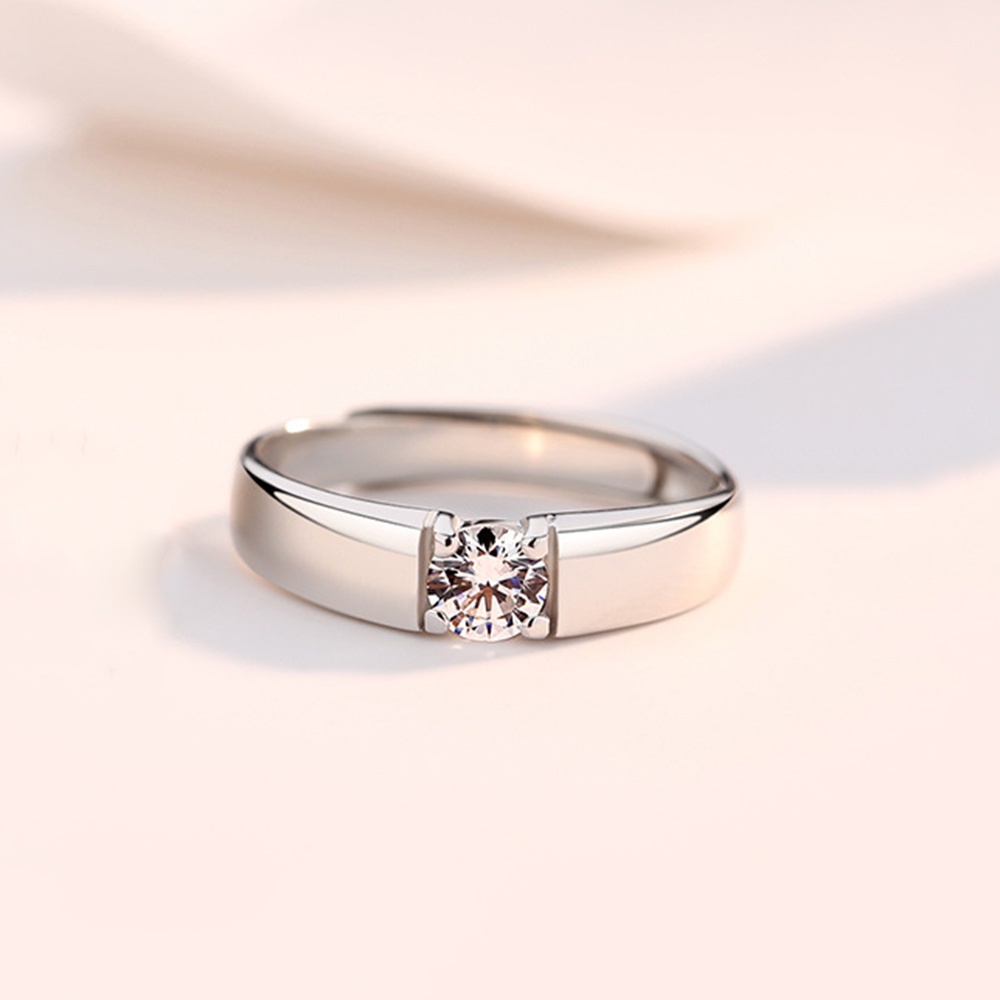 Ol Gaya Kasual CZ Zirkon S925 Perak Baja Titanium Pria Fashion Perhiasan Pernikahan Pertunangan Rings Adjustable Size
