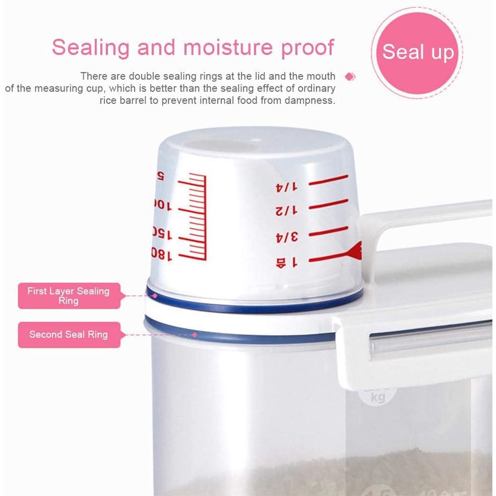 Hot Sale/Sealed Rice Barrel Organizer Dapur Wadah Makanan Untuk Gandum Tepung Kotak Penyimpanan Beras Organiser Transparan Untuk Dapur Cembung