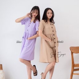 Lingsir Ndalu Dress Casual Wanita Daster Midi Bangkok Kancing Batok Kelapa