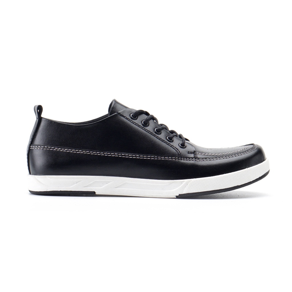 GREATA Jerrick Black Sepatu Sneakers Casual Kulit Asli Pria