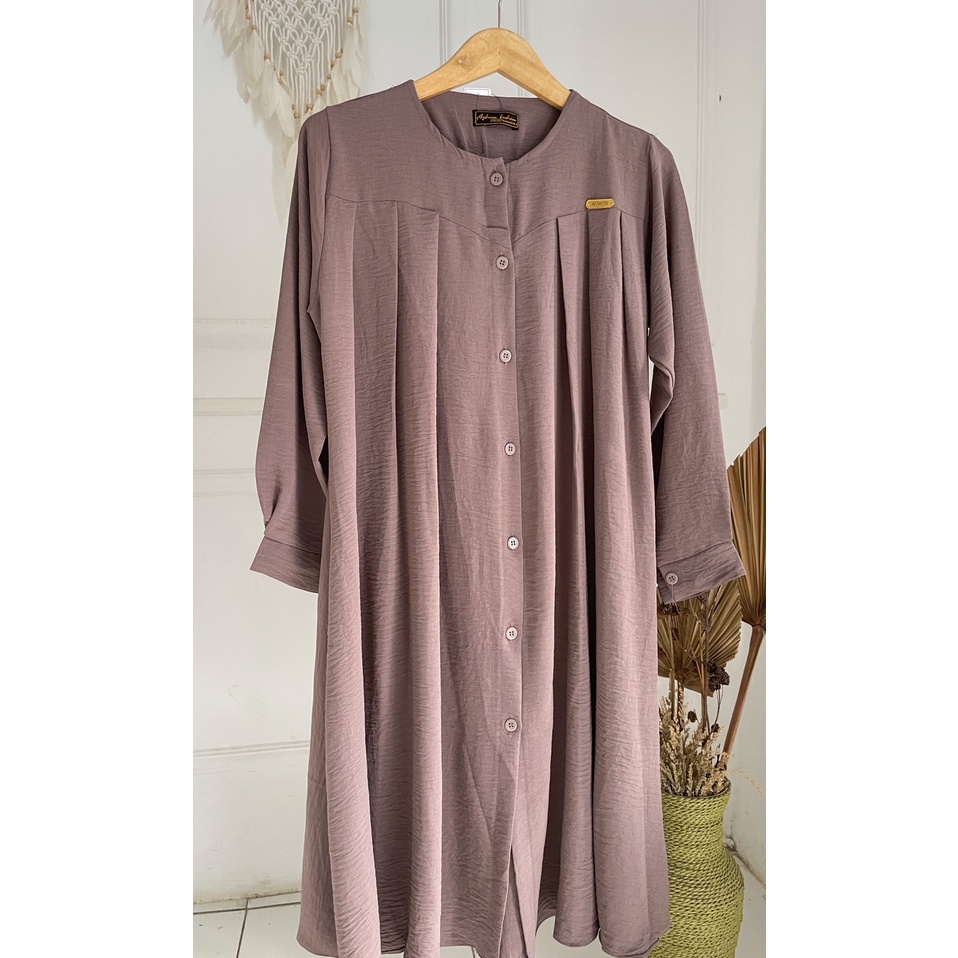 Long Tunic Baju Atasan Tunik Panjang Wanita Bahan Crinkle Airflow Premium Variasi Rempel Terbaru Kek