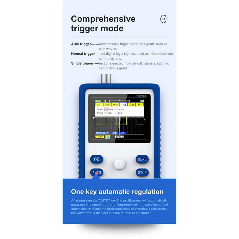 FNIRSI Digital Oscilloscope Handheld Portable 110MHz 500MS/s - 1C15