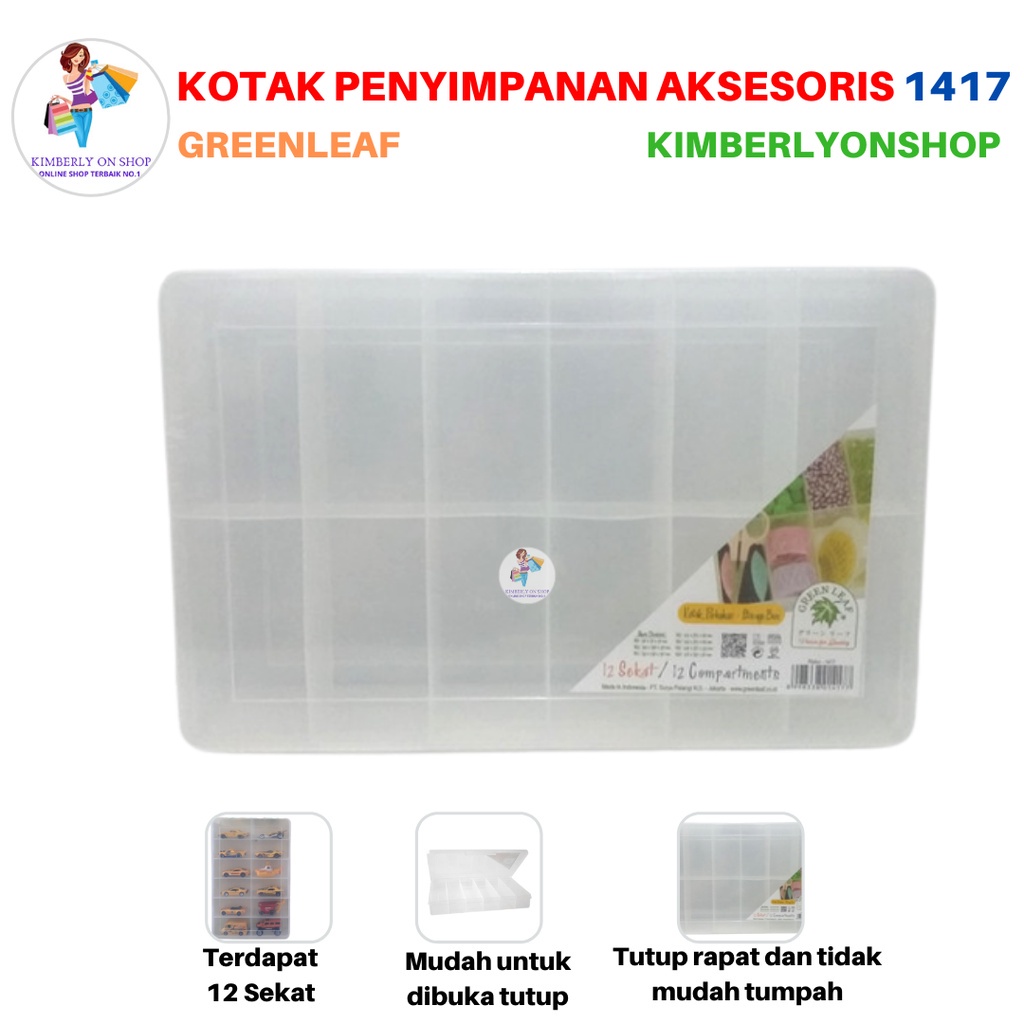 Kotak Perkakas Reiko Storage Box Spare Part 12 Sekat Compartment 1417 Green Leaf