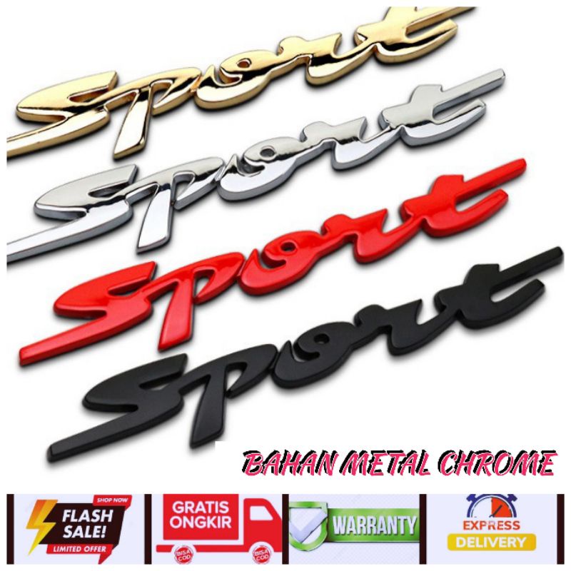 Emblem Sport Stiker Mobil Logo Sports Bahan Metal Chrome