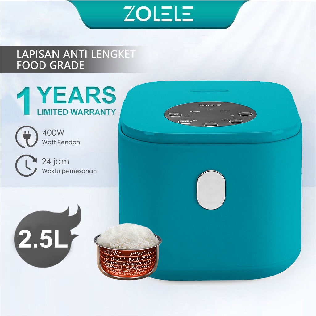 ZOLELE Rice Cooker Mini Smart Penanak Nasi 24h Fungsi Reservasi 2-4 Porsi Multi Non Stick Cooking Pot Portable Non Stick Pressure Ricecooker Kecil Low Watt Steamer Elektrik Listrik ZB002