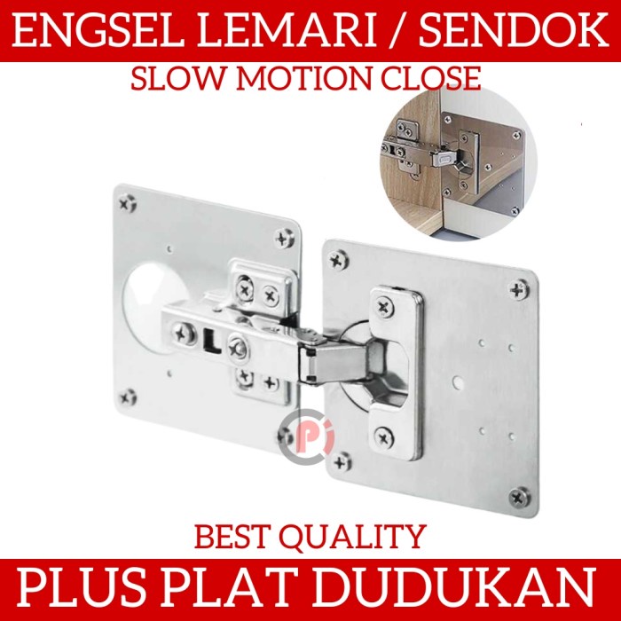 Set Engsel Sendok Slow Motion Tutup Plus Plat Dudukan Hinge Lemari DLL