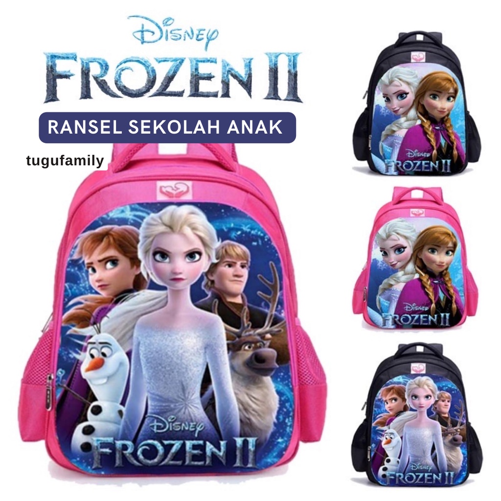 TERBARU RANSEL ANAK MOTIF KARTUN UKURAN 38X13X26 CM - TAS SEKOLAH TK-SD RANSEL ANAK PEREMPUAN KARAKTER TAS FROZEN IMPORT 3D EMBOSS BAHAN DINIR 300