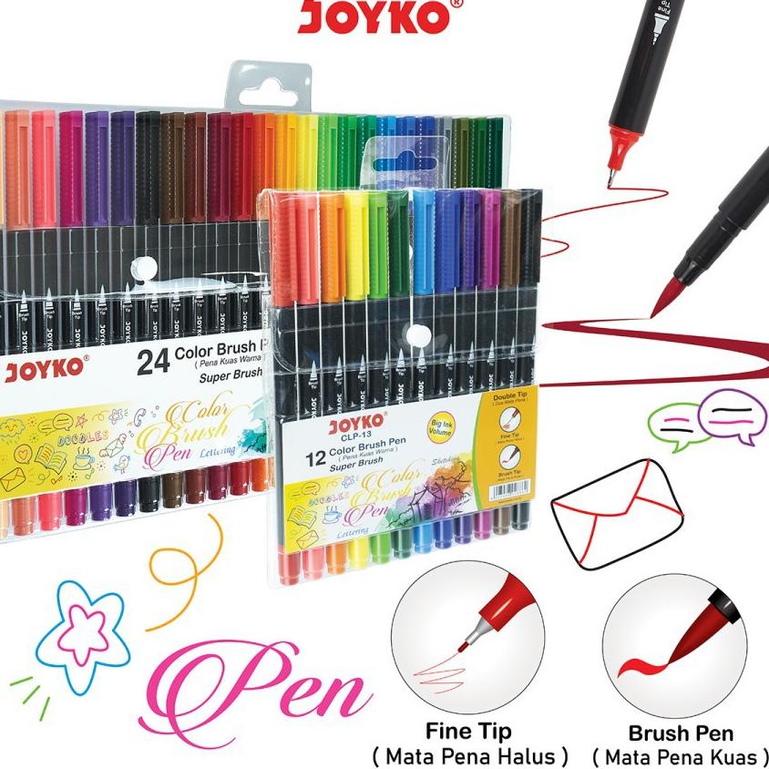 

A39 Joyko Super Brush Pen Set 12/24 Colors (CLP-13) / Dual Tip Brush Pen PRODUK KEREN ゞ