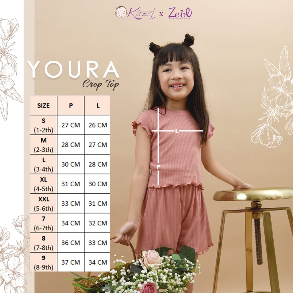 Kazel Youra 1-9 Tahun Atasan Top Baju Anak Perempuan X Zebe CBKS