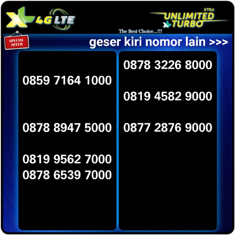 nomor cantik xl seri double triple spesial promo kartu perdana 111 222 333 444 555 666 777 888 999 0