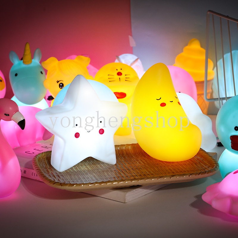 Lampu Malam LED Bentuk Bulan / Awan / Bintang / Unicorn Untuk Dekorasi Kamar Tidur Anak