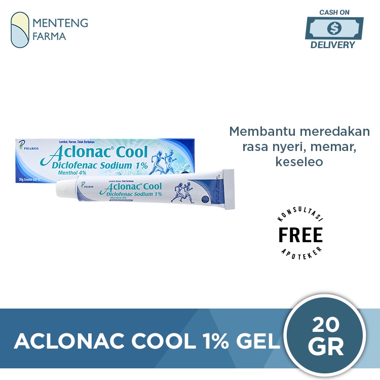 Aclonac Cool 1% Gel 20 g - Gel Pereda Nyeri, Memar, Keseleo