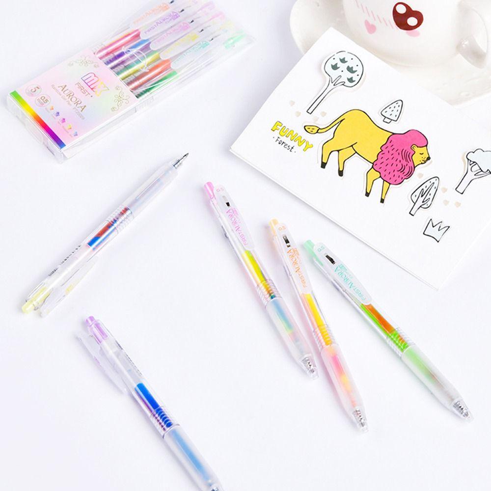 Mxbeauty Press Gradien Gel Pen Kreatif Kawaii Album Scrapbooking Tangan Akun Alat Tulis Siswa Perlengkapan Kantor Sekolah Menulis Menggambar Pena