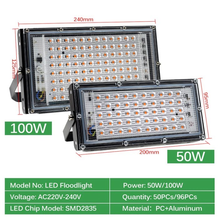 Lampu LED Grow Light Lamp 50W / 100W Greenhouse Tanaman Hidroponik