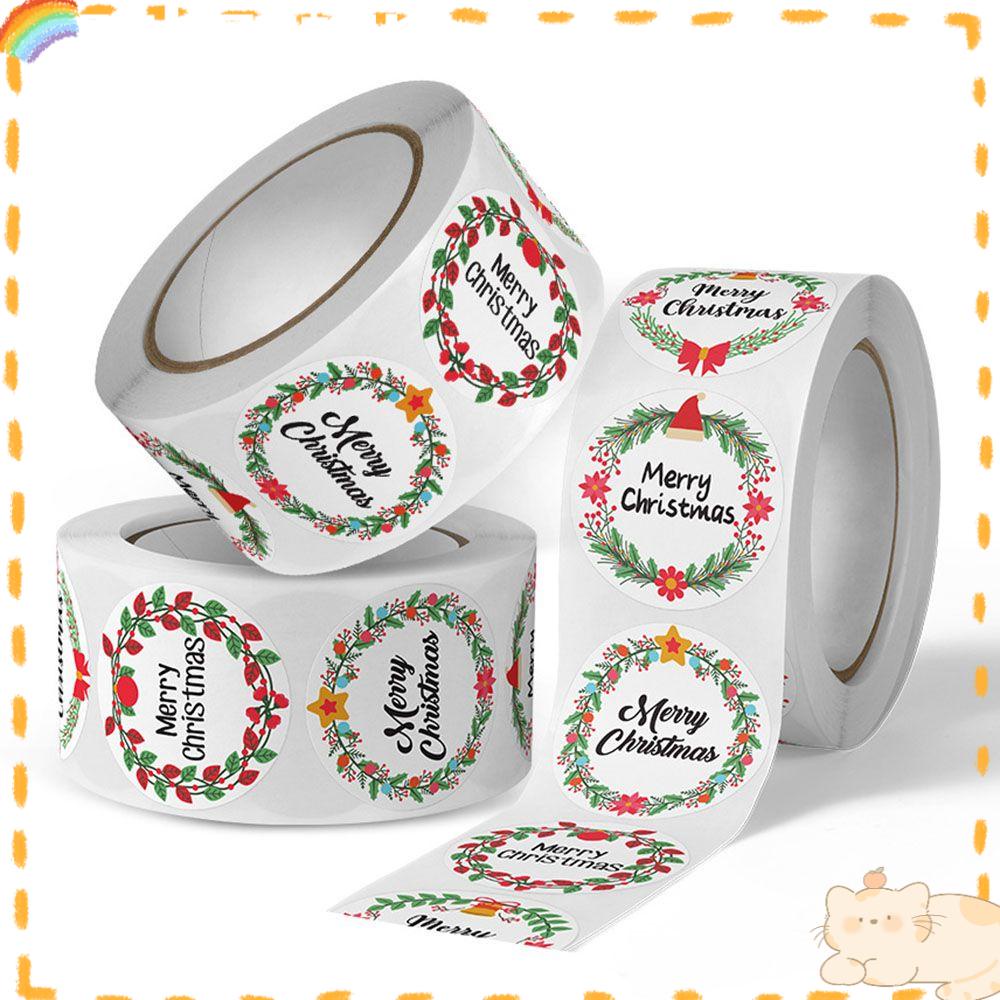 Solighter Merry Christmas Stiker Paket Pesta Pernikahan Stamping Kartu Label Liburan DIY Decor Dekorasi Natal