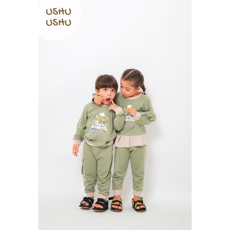 Ushu Ushu Baca Series Setelan Anak Laki - Setelan Stelan Baju Kaos Set Anak Laki Laki Cowok 1 2 3 4 5 6 Tahun