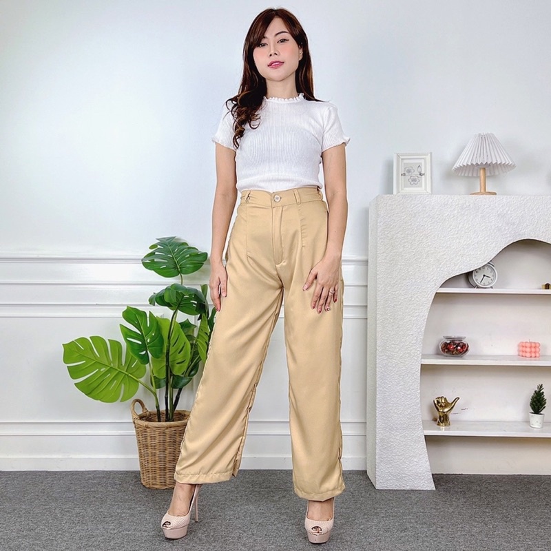 BEFAST - ZEC OOTD CELANA PANJANG SYIFA / Rozel Pant TORINO / Celana Panjang Polos Formal / Pakaian Kerja Wanita Casual / Outfit Daily Wanita Trendy / Fashion Kekinian Remaja ABG / Celaa Kulot Terlaris