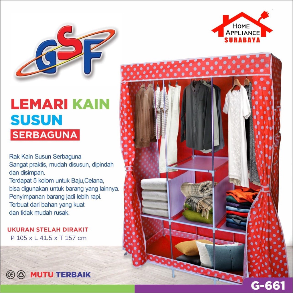 Lemari Pakaian - Baju Kain - Rak Kain Portable Praktis GSF 661 / 662 / 663