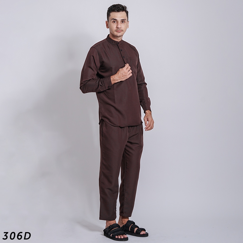 HSRM Ox Kemko 1 Set Dark Brown Kemeja Koko Lengan Panjang 306 D 304 D