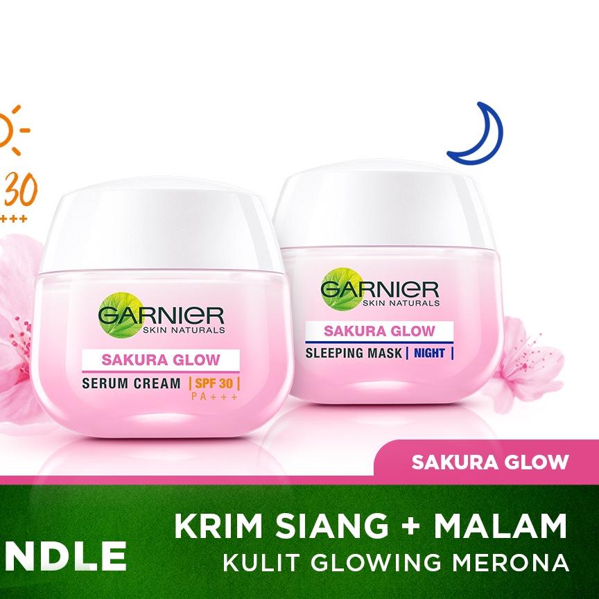 Promo Maksimal●➤ Garnier Sakura Glow Kit Day &amp; Night Cream - Moisturizer Skincare Krim Siang Malam (Light complete) ✶✷