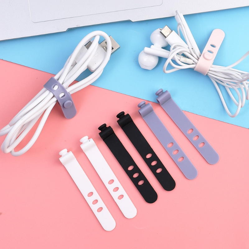 1/5pcs Klip Tali Kabel Silikon/Kawat Organizer Kabel Data Reusable 3lubang Line Cord Winder Headphone Holder