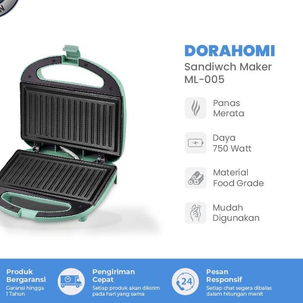 Dorahomi Mini Sandwich Maker Portable Toaster Alat Pemanggang Roti Bakar - Pan Garis