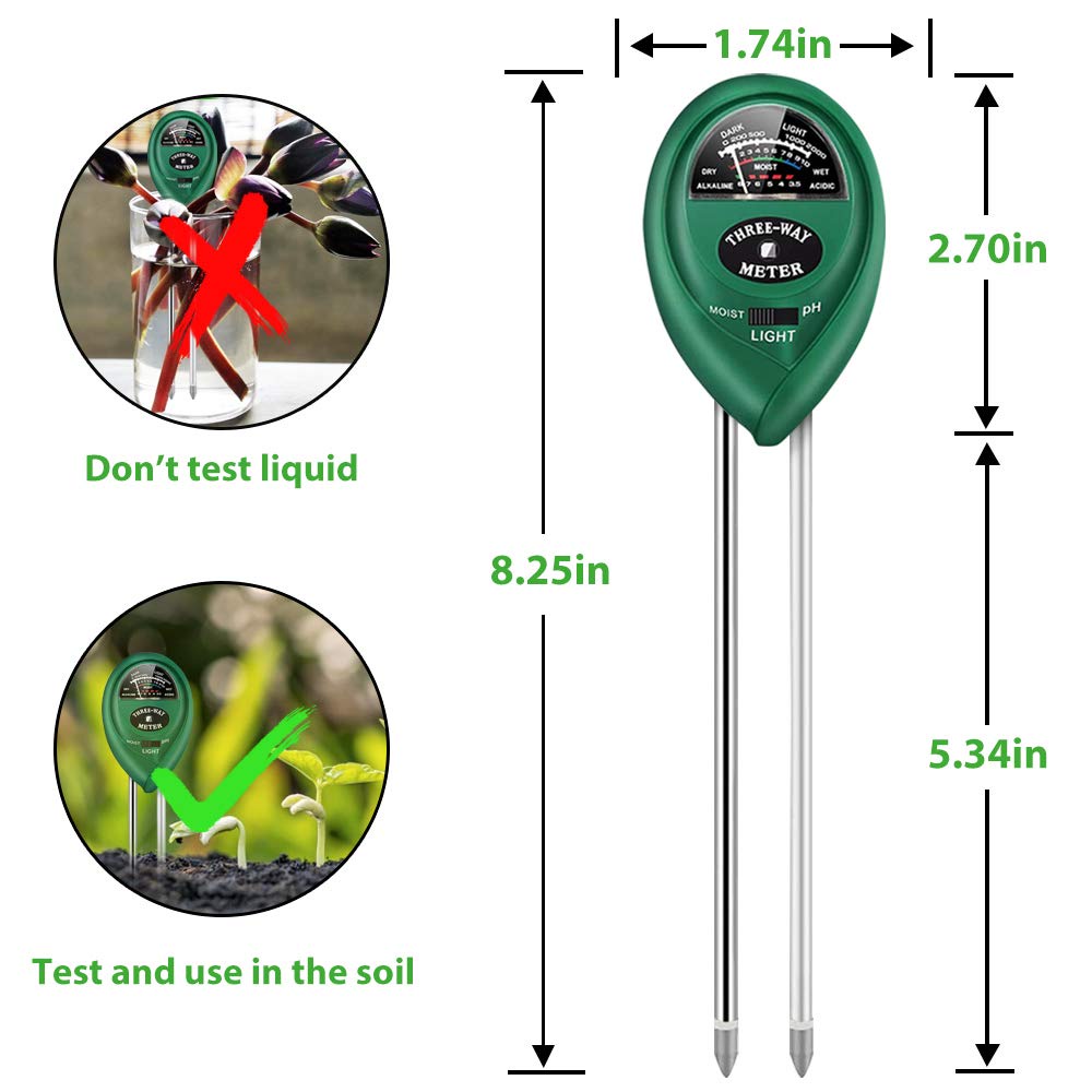 Digital Soil Moisture Analyzer Tester Meter Alat Ukur pH Tanah 3 in 1