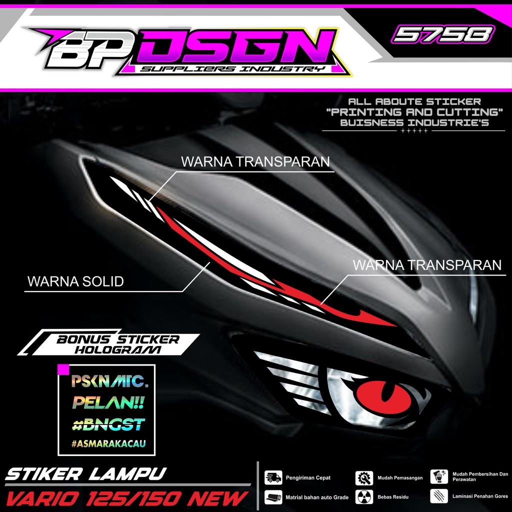 STIKER VARIASI LAMPU ALIS MOTOR VARIO 125 150 NEW - AKSESORIS VARIASI LAMPU ALIS TRANSPARAN BP.04