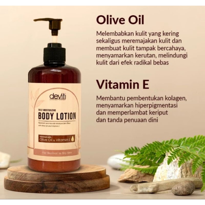 DEVITI Body Lotion Botol Pump 500ml Olive Oil Vitamin E Kulit Kering