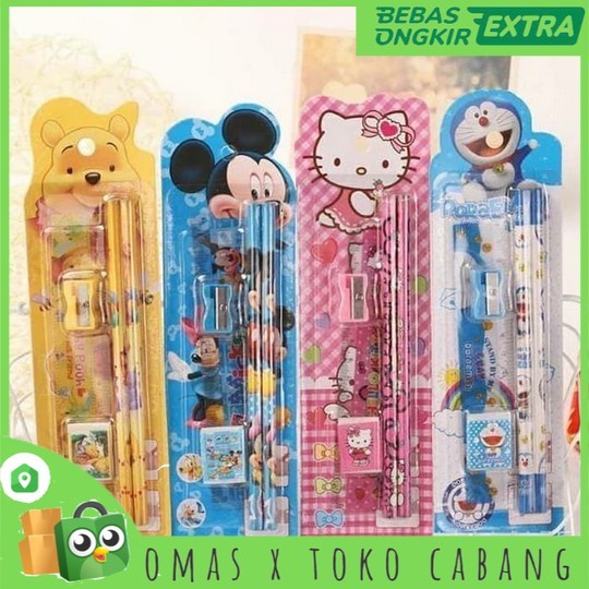 

BISA COD [20pcs] Alat Tulis Set Mini Stationary Set 5 in 1 Pensil Set Karakter