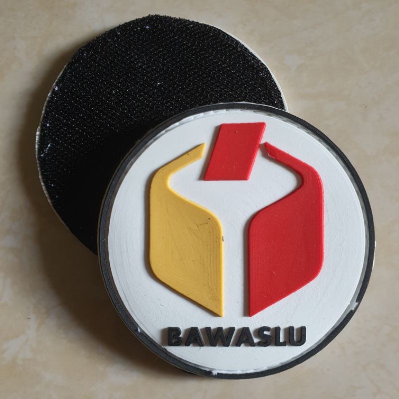 patch rubber logo bawaslu bulat dasar putih / badan pengawas pemilihan umum / pemilu / tempelan emblem karet velcro