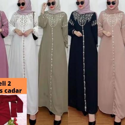 ℮ gamis terbaru / gamis ceruty Babydoll / gamis bordir bunga ♛