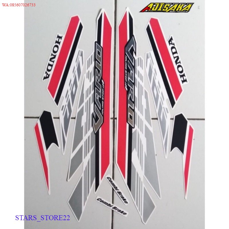 (ORI) striping stiker lis les vario techno 125 fi LED 2017 2018 putih merah putih KUALITAS ORIGINAL 