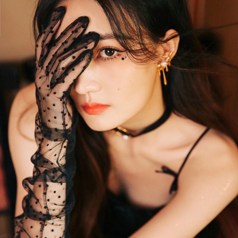 ZYL Sarung Tangan Pengantin Wedding Gloves Putih Hitam Panjang