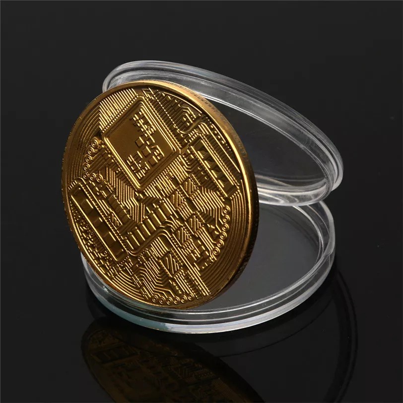 Coin Koin Fisik BTC Bitcoin Gold Plated Pajangan Koleksi Souvenir