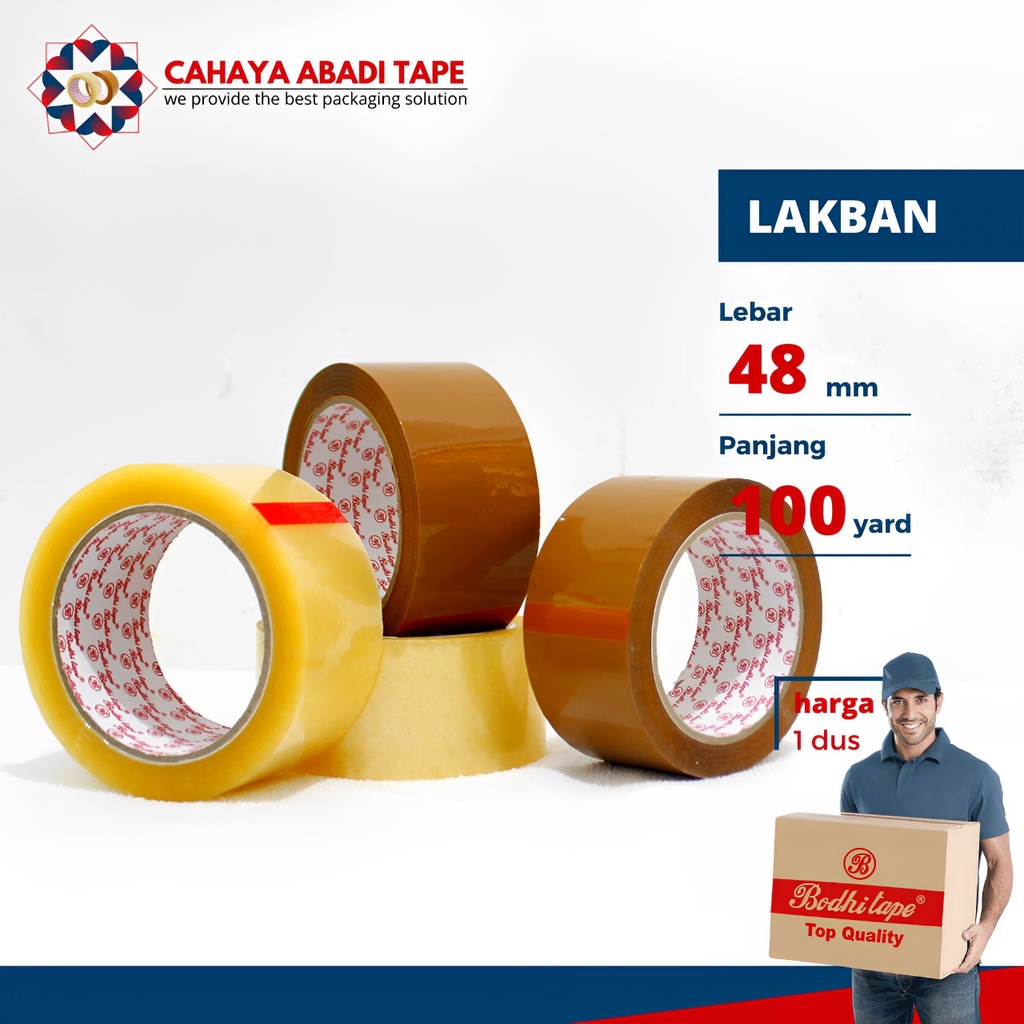 

LAKBAN BENING COKLAT BODHI 48MM X 100 YARD PER DUS TERMURAH