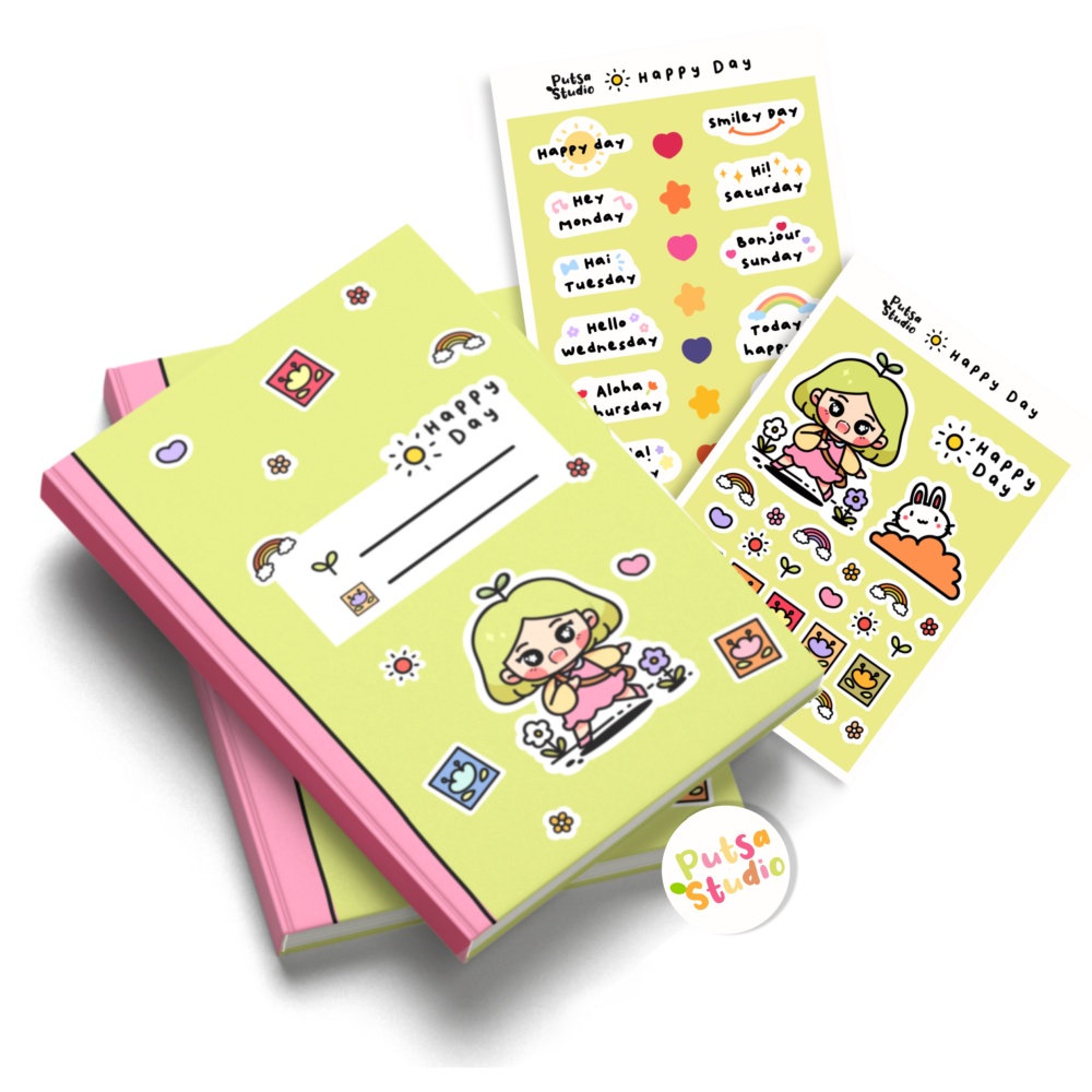 

PUTSA STUDIO Happy Day Plain Notebook A5 / Buku Catatan
