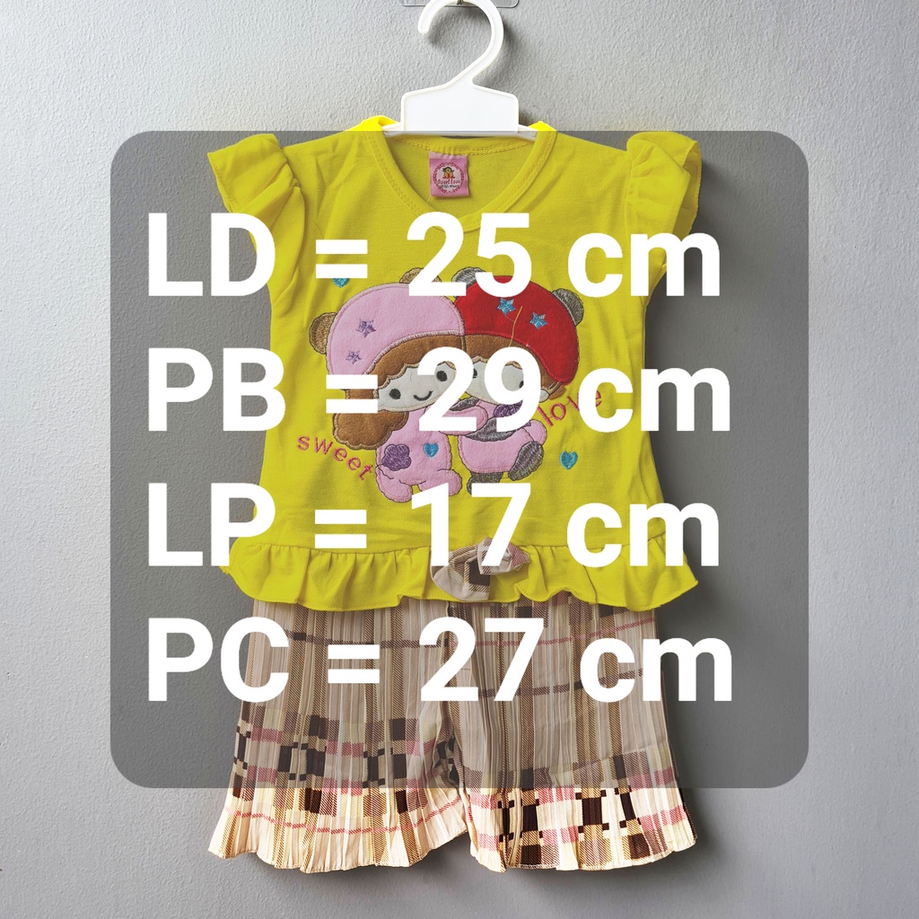 [SL-027] Setelan baju Anak Bayi Perempuan / Setelan plisket pendek