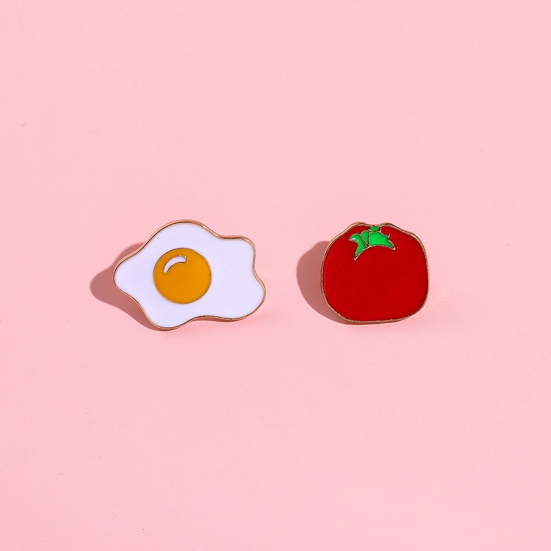 Telur Tomat Lucu Enamel Pin Mini Makanan Bros Lencana Kerah Pin Kartun Bros Lencana Perhiasan Hadiah Untuk Teman Anak