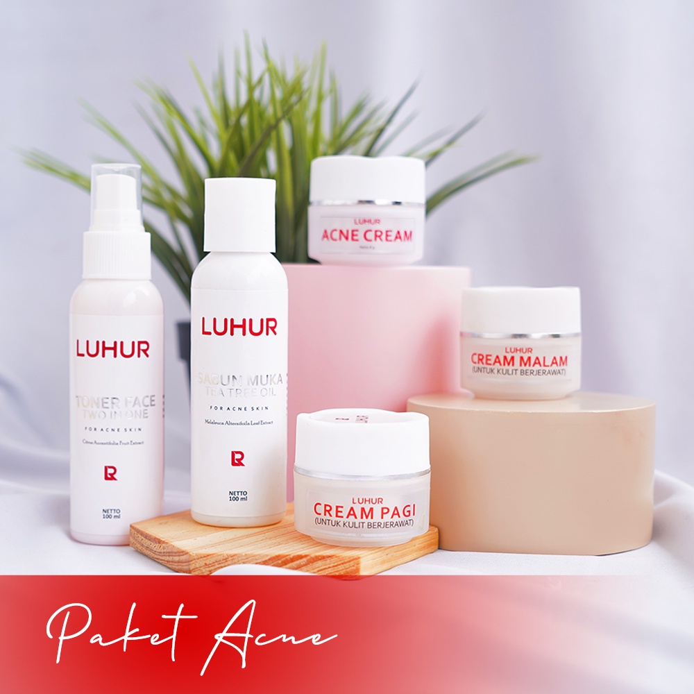 Paket Acne Luhur Skincare Perawatan Kulit Wajah Muka Berminyak Berjerawat Acne Ampuh Aman Bpom Pemut