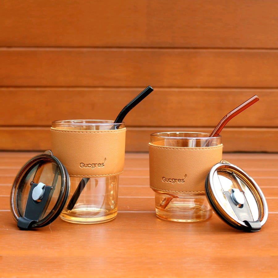 Gelas Tumbler Aesthetic Gelas Minum Kaca Simple Elegan Water Bottle Cup Coffee Viral Murah