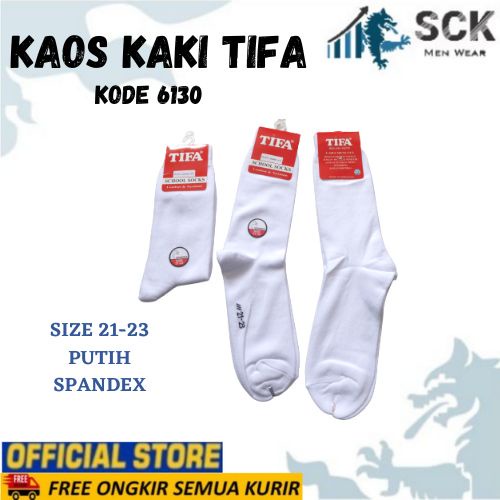 Kaos Kaki Sekolah TIFA 6130 Polos Putih Casual/ Kaus Kaki Halus