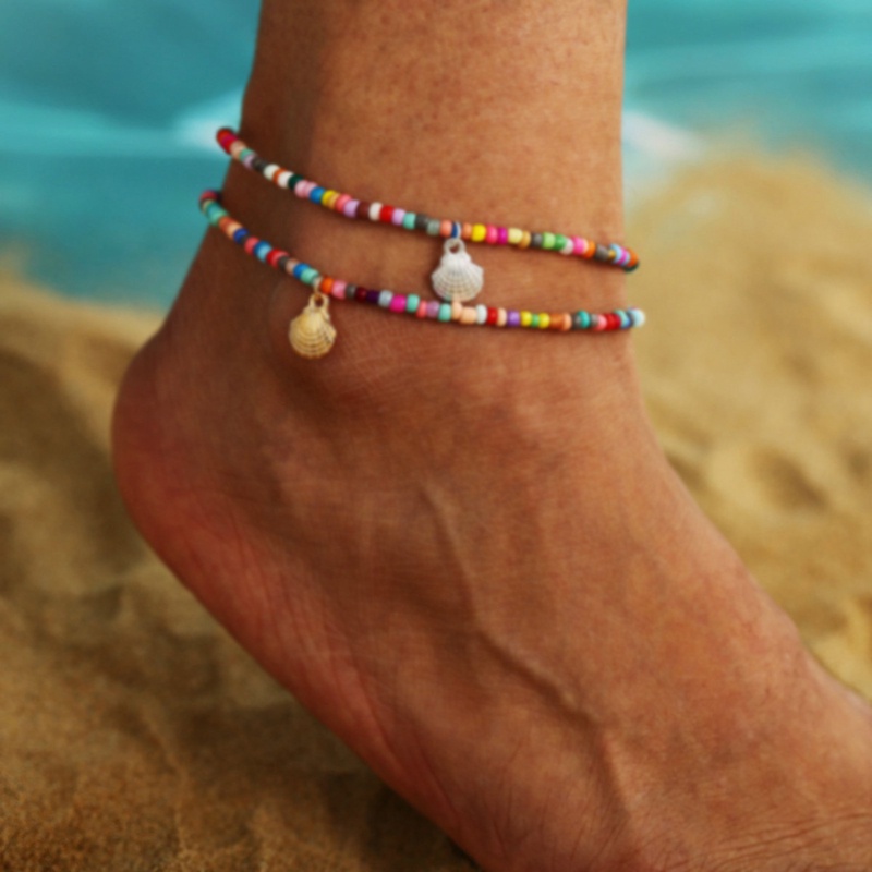 Bohemian Manik-Manik Warna-Warni Shell Gelang Kaki Untuk Wanita Musim Panas Laut Pantai Ankle Bracelet Foot Kaki Perhiasan