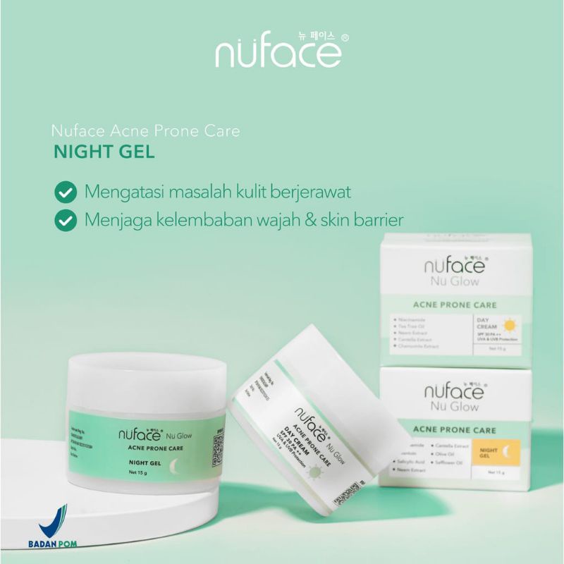 Nuface Nu Glow Acne Prone Care | Facial Wash Gel - Toner - Serum - Spot Gel - Day Cream - Night Gel