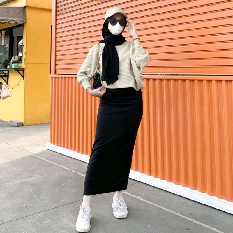 Rok Span Scuba Polos Maxi Skirt Termurah Best Seller | Rok Wanita Terlaris