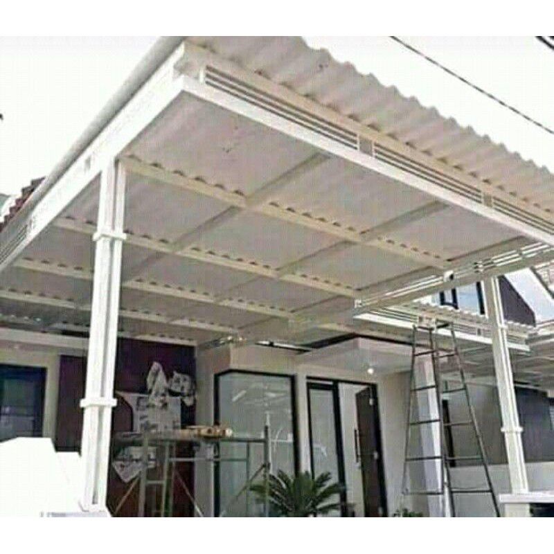 Kanopi Besi Hollow Galvanis Atap Alderon Dobel Layer / Canopy Atap Alderon Murah Harga Per Meter